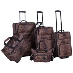 American Flyer Animal Print Leopard 5-Piece Luggage Set