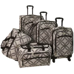 American Flyer Silver Clover 5-Piece Spinner Luggage Set