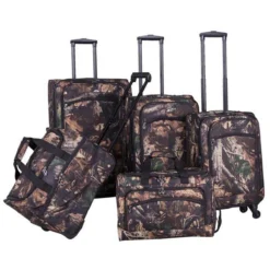 American Flyer Camo Green 5-Piece Spinner Luggage Set