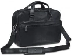 Mancini Buffalo Leather Double Compartment Expandable Laptop Briefcase
