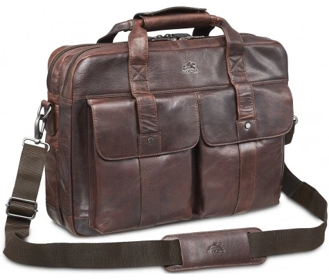 Mancini Buffalo Leather Double Compartment Laptop Briefcase 2 Mancini Buffalo Leather Double Compartment Laptop Briefcase - Image 2