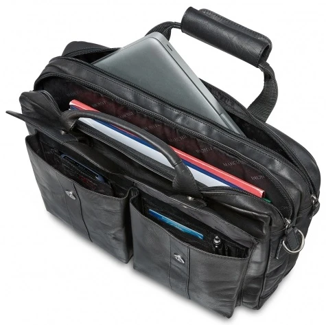 Mancini Buffalo Leather Double Compartment Laptop Briefcase 3 Mancini Buffalo Leather Double Compartment Laptop Briefcase - Image 3