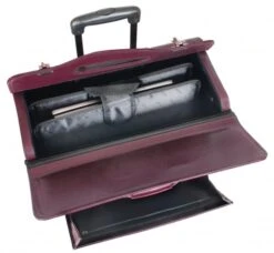 Mancini Leather Wheeled Litigation Case -Travel Luggage mancini wheeled catalog case 153
