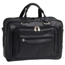McKlein I Series West Loop Expandable Double Compartment Leather Laptop Case
