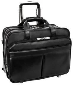 McKlein R Series Roosevelt Leather Detachable-Wheeled Laptop Case W/ Removable Sleeve