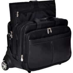 McKlein R Series Roosevelt Leather Detachable-Wheeled Laptop Case W/ Removable Sleeve -Travel Luggage mcklein r series roosevelt 17 leather detachable wheeled laptop case w removable sleeve 24