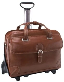 Siamod Carugetto Leather Detachable-Wheeled Laptop Briefcase